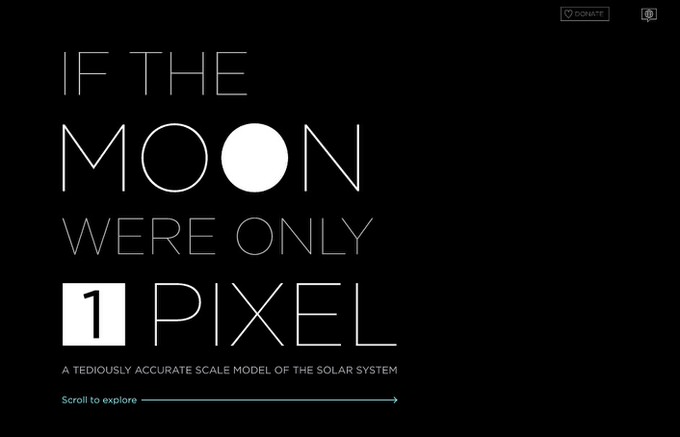 宇宙は広大だ！もし月が1ピクセルだった時の太陽系を忠実に再現したウェブサイト